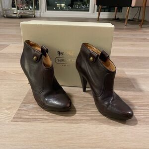Coach Aliza Leather Booties in Chocolate